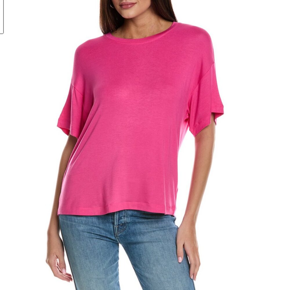 CAbi Hot Pink Drop Sleeve Draped Tee, Size Medium